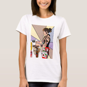 Retro Pop Art Tattoo Dam Baking in Kitchen T Shirt