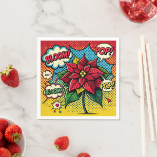 Retro Pop Art Tecknad Bok Poinsettia Découpage Pappersservett