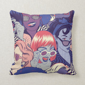 Retro Pop Art Tecknad Girls, sömlös Mönster. Backg Kudde