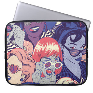 Retro Pop Art Tecknad Girls, sömlös Mönster. Backg Laptop Fodral