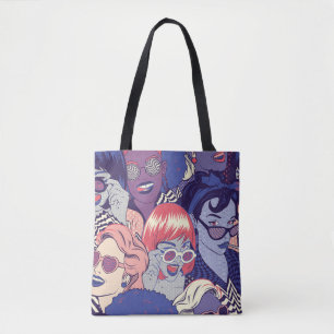 Retro Pop Art Tecknad Girls, sömlös Mönster. Backg Tygkasse