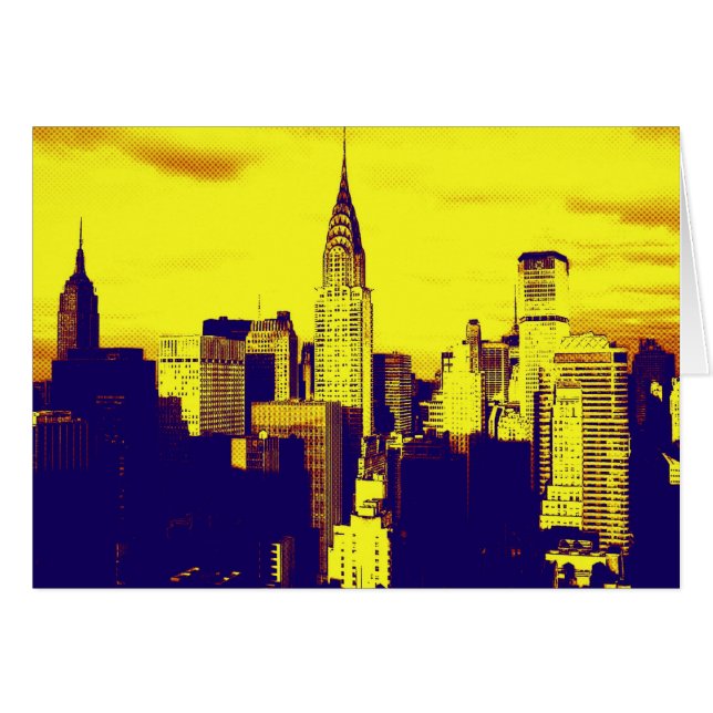 Retro Pop Art Tecknad New York City Hälsningskort (Framsidan Horizontal)