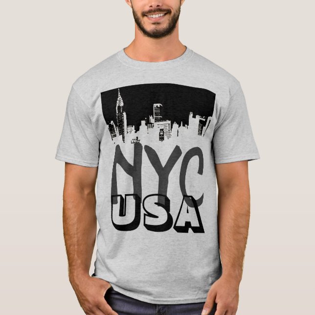 Retro Pop Art Tecknad New York City NYC USA T Shirt (Framsida)