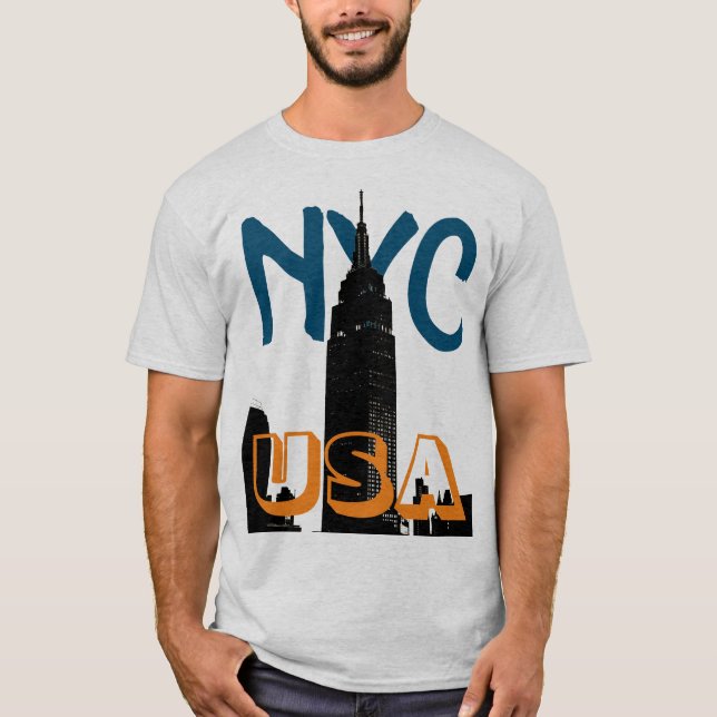 Retro Pop Art Tecknad New York City NYC USA T Shirt (Framsida)