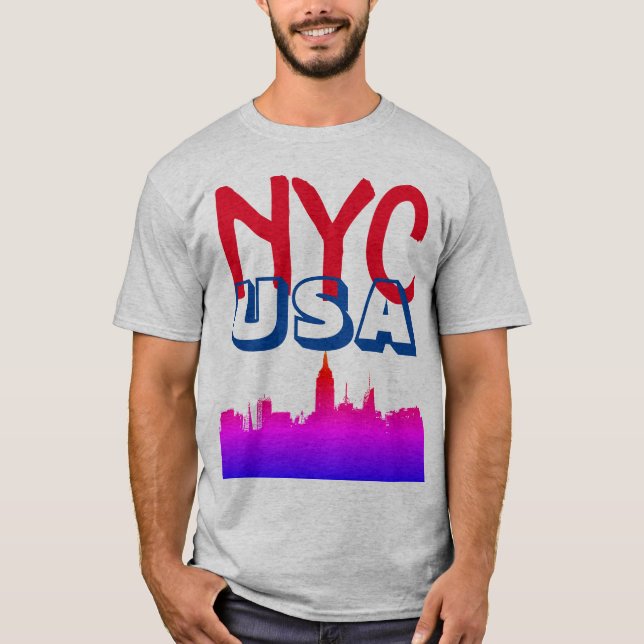 Retro Pop Art Tecknad New York City NYC USA T Shirt (Framsida)