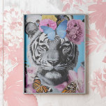 Retro Pop Art Tiger and Butterflies Collage Poster<br><div class="desc">Retro Pop Art Tiger och Butterflies Collage Poster - Fyll ditt utrymme med fet elegans genom den här coquette-estetiska designen. Med en slående tiger som är försedd med mjuka blommigtar och fjärilar blandar det här återinspirerade kollaget samman häftigt och känsligt inslag. Blandningen av hemaccenter för rosa och pulserande detaljer skapar...</div>