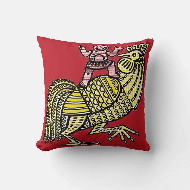 Retro Pop Art Tupp med figur Ben-Day-prickar Kudde (Framsida)