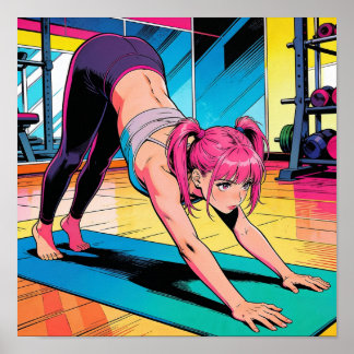 Retro Pop Art Yoga Nedåtriangel Poster