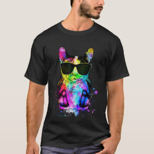 Retro Pop Calico Cat Porträtt med hörlurar T Shirt