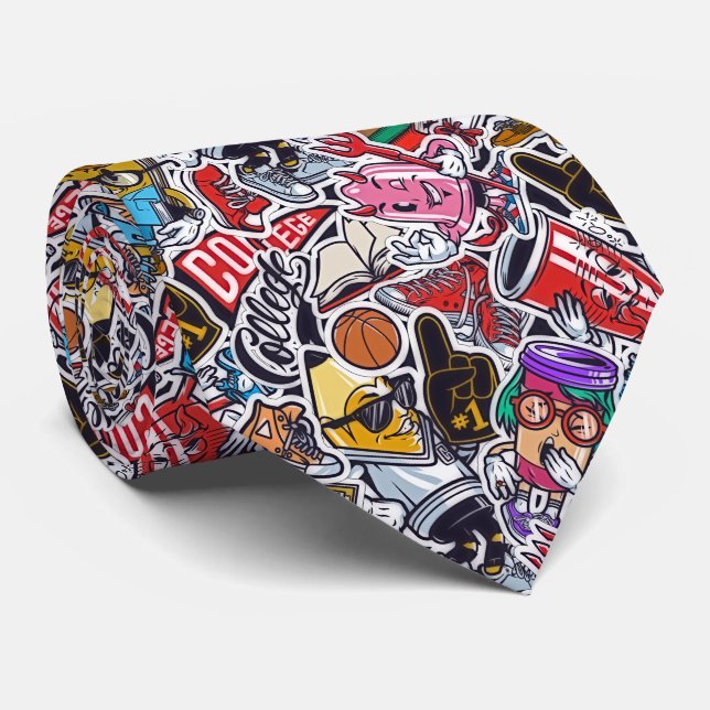 Retro Pop College Print Halsduk Slips (Rullad)