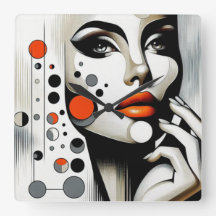 Retro Pop Diva: Geometric Elegance Abstrakt Art.