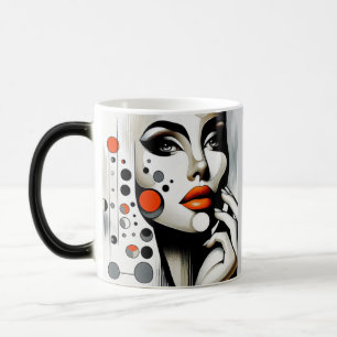 Retro Pop Diva: Geometric Elegance Abstrakt Art. Magisk Mugg