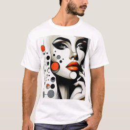 Retro Pop Diva: Geometric Elegance Abstrakt Art. T Shirt
