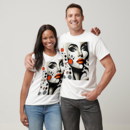 Retro Pop Diva: Geometric Elegance Abstrakt Art. T Shirt