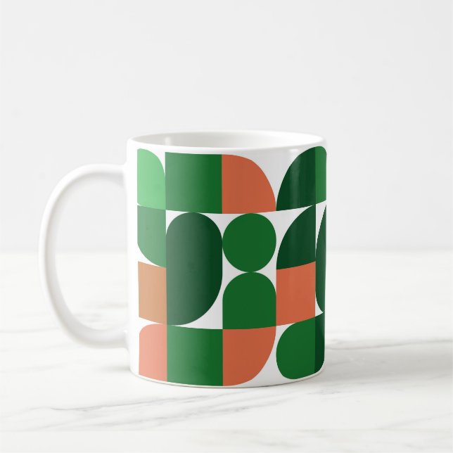Retro Pop-Geometrimugg – färgrik mid-century Kaffemugg (Vänster)