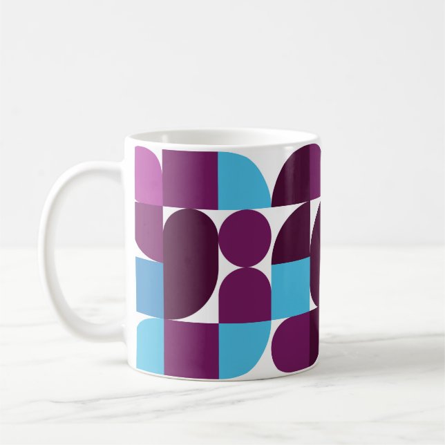Retro Pop-Geometrimugg – färgrik mid-century Kaffemugg (Vänster)