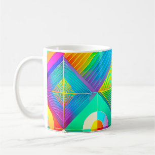 Retro Pop-Geometrimugg – färgrik mid-century Kaffemugg