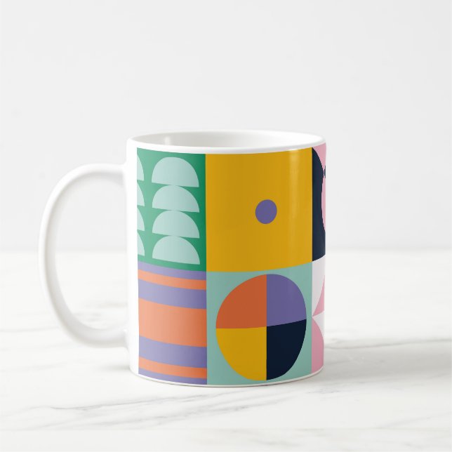Retro Pop Geometry Mugg – Färgglad Mid-Century (Vänster)