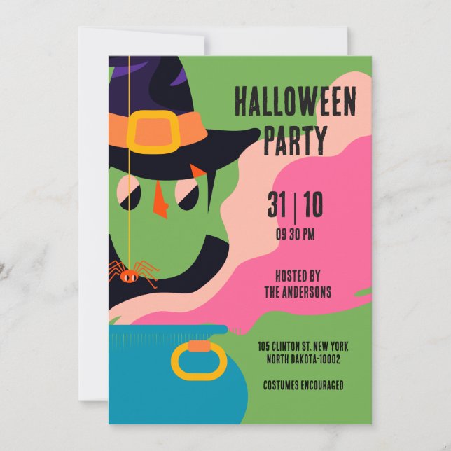 Retro Pop Halloween Vintage Costume Party Inbjudningar (Framsida)