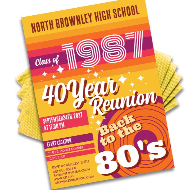 Retro pop klassåterträff inbjudningar (Retro pop class reunion invitation)