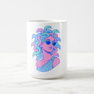 Retro-Pop Medusa-illustration – Pastell solglasögo Kaffemugg