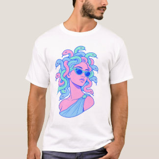 Retro-Pop Medusa-illustration – Pastell solglasögo T Shirt