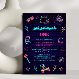 Retro Pop Neon Kids födelsedagsutslag Inbjudningar