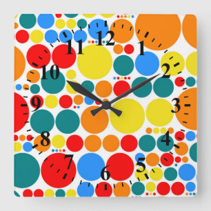 Retro Pop Polka Dot Mönster #15 Fyrkantig Klocka