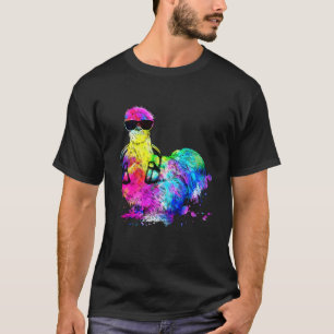 Retro Pop Silkie Kyckling Gårdsdjur med Hörlurar T Shirt