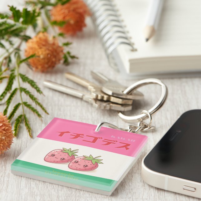Retro Pop Strawberry Charm - Harajuku Kawaii Style (Högra Framsidan)