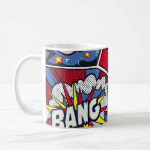 Retro pop, tecknad shout mönster. kaffemugg