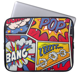 Retro pop, tecknad shout mönster. laptop fodral
