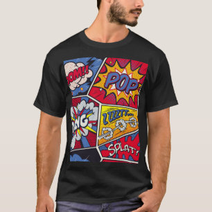 Retro pop, tecknad shout mönster. t shirt