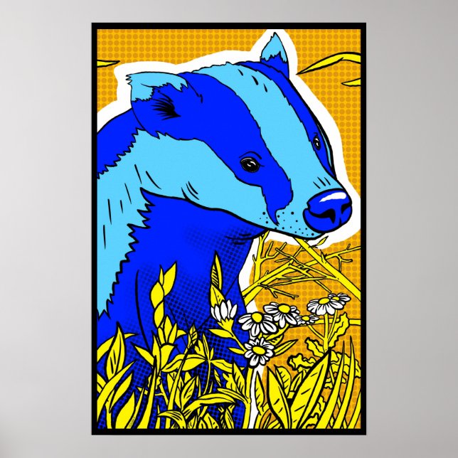 Retro PopArt Badger Poster (Framsidan)