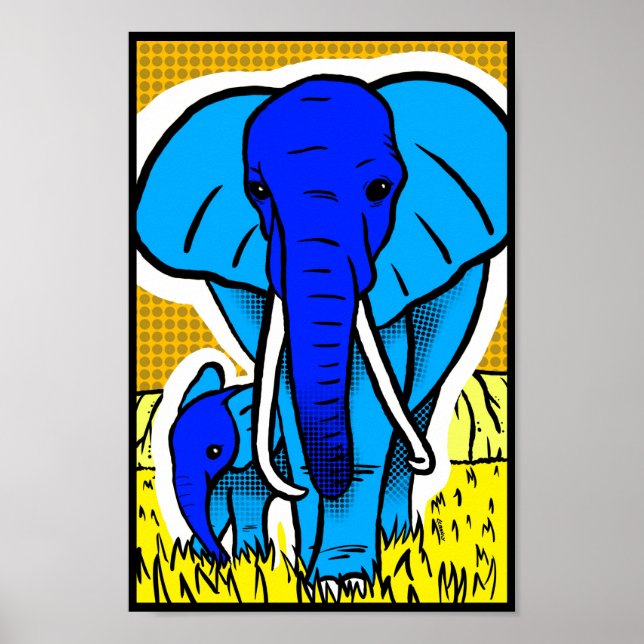 Retro Popart Elephant Poster (Framsidan)