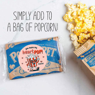 Retro Popcorn Alla Hjärtans Dag Klistermärke