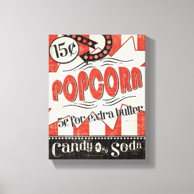 Retro Popcorn Canvastryck (Framsida)