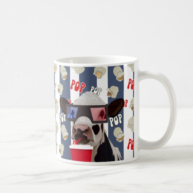 Retro Popcorn Mönster Cow Kaffemugg (Höger)