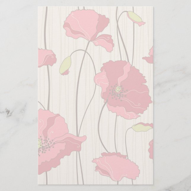 Retro Poppies Mönster Brevpapper (Framsida)