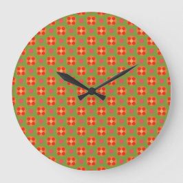 Retro Poppies och Polka dots Round Wall Clock Stor Klocka