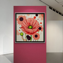 Retro Poppy Bloom - Art Print Poster