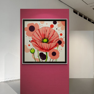 Retro Poppy Bloom - Art Print Poster