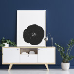 Retro Poppy Vintage Blommigt Art in Black and Whit Poster<br><div class="desc">Ett fet och fet block av en överdimensionerad,  minimalistisk,  modern vallmoblomma i svart och vitt</div>