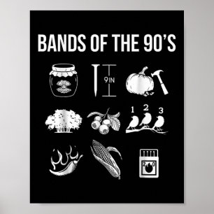Retro Popular Music Bands of the 90-talet Sten Fun Poster