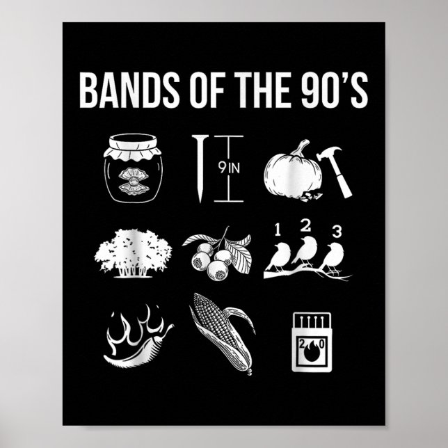 Retro Popular Music Bands of the 90-talet Sten Fun Poster (Framsidan)