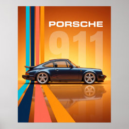Retro Porsche 911  Färgglada Ränder Poster