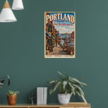 Retro Portland Maine Resemärke för Gamla Hamnen Ku