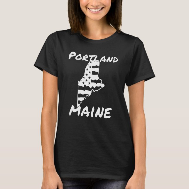 Retro Portland ME Maine City Apparel Souvenir T Shirt (Framsida)
