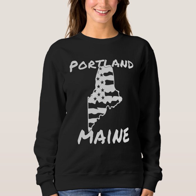 Retro Portland ME Maine City Apparel Souvenir T Shirt (Framsida)