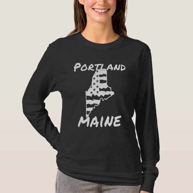 Retro Portland ME Maine City Apparel Souvenir T Shirt (Framsida)